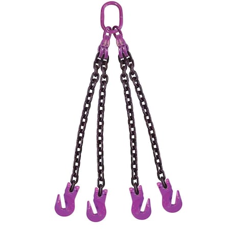 Us Cargo Control 5/8" x 8' - 4 Leg Chain Sling w/ Grab Hooks - Grade 100 58G100QOG-8